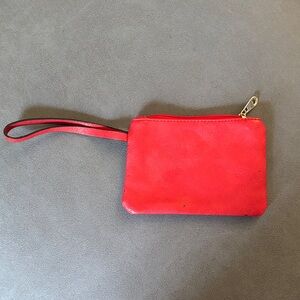 #224 Red Leather Wristlet Pouch